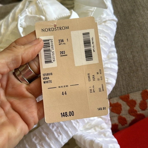 White button down long sleeve stretchy open collar Size 44 or us size 16 nwt - Picture 4 of 13